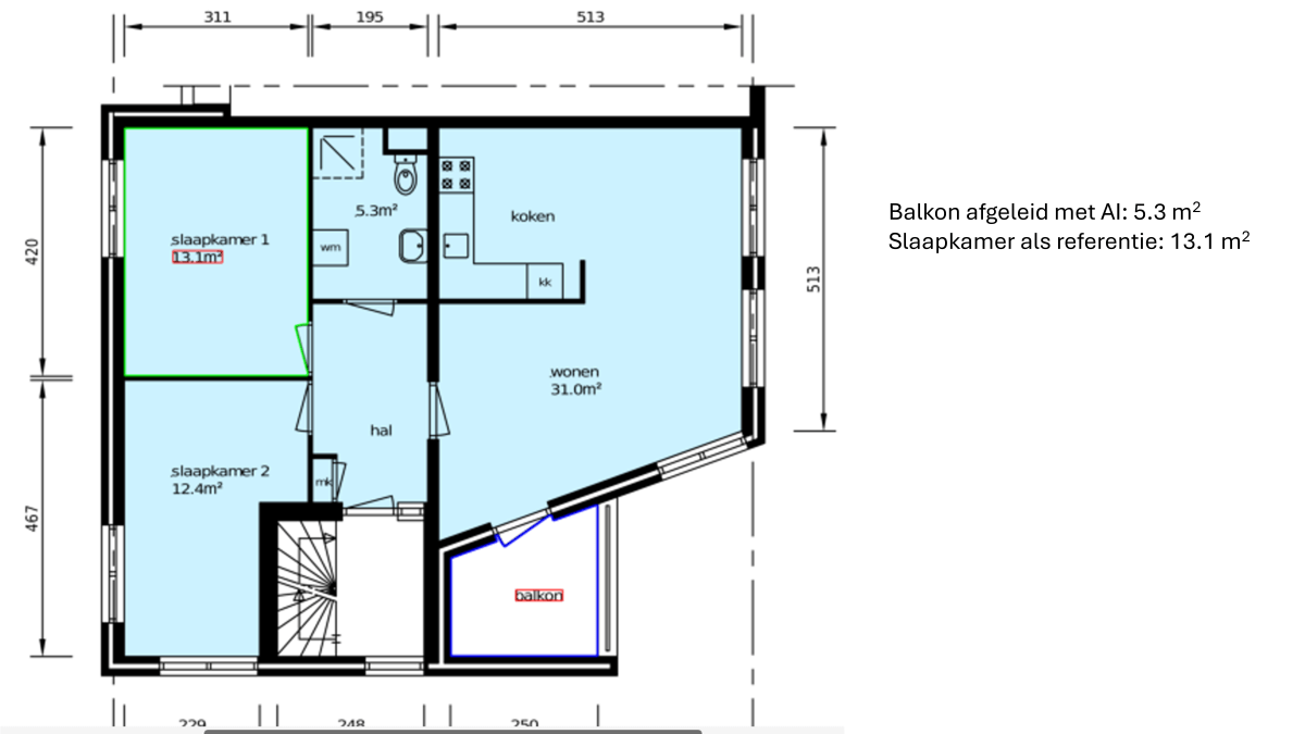 Afbeelding van plattegrond: balkon 5,3 m² en slaapkamer 13,1 m²