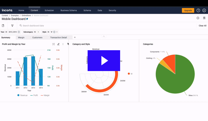 Screenshot van Incorta Analytics software.