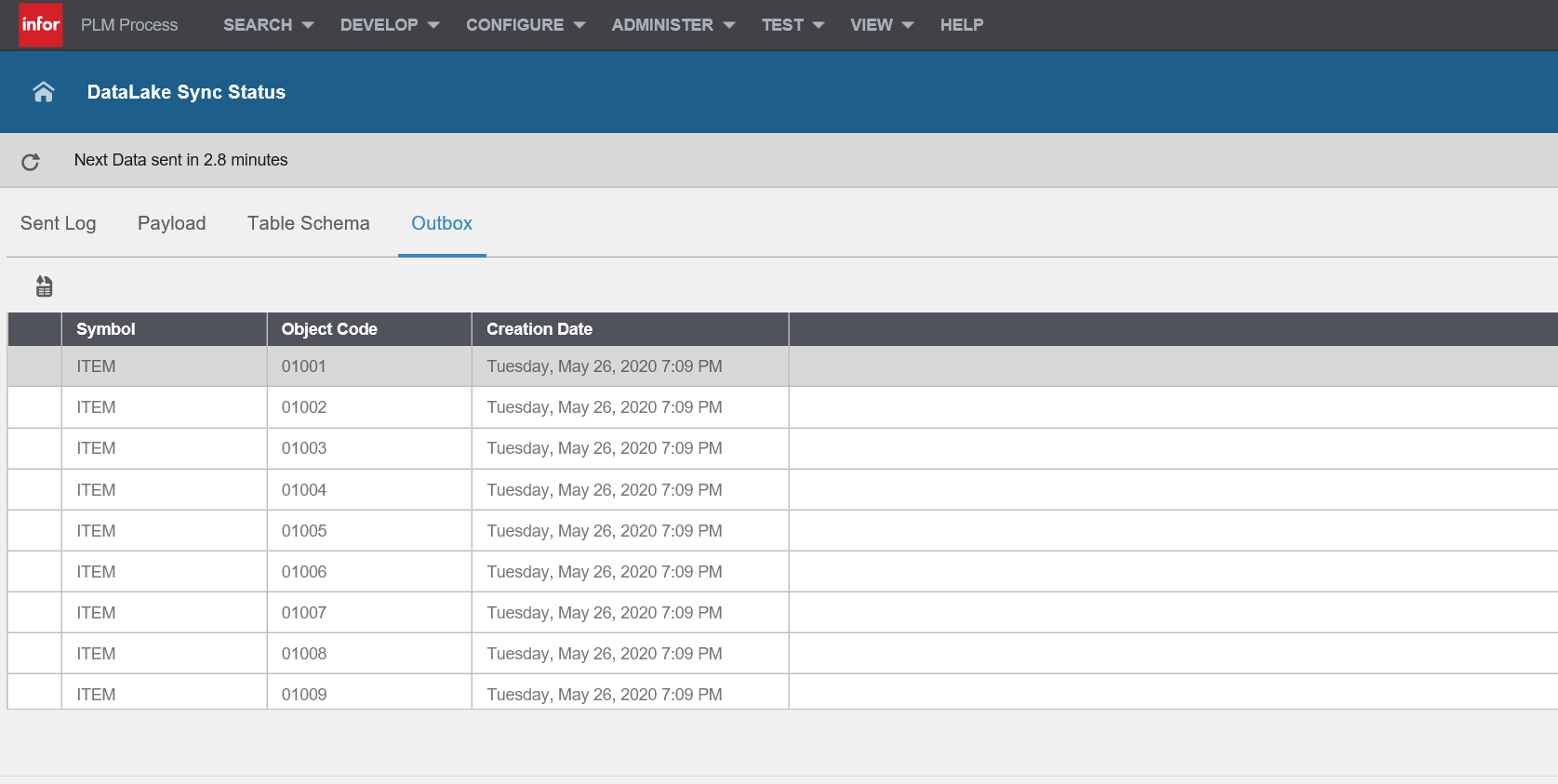 Screenshot van Infor Data Lake software.