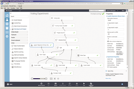 Screenshot van Azure Machine Learning Studio software.