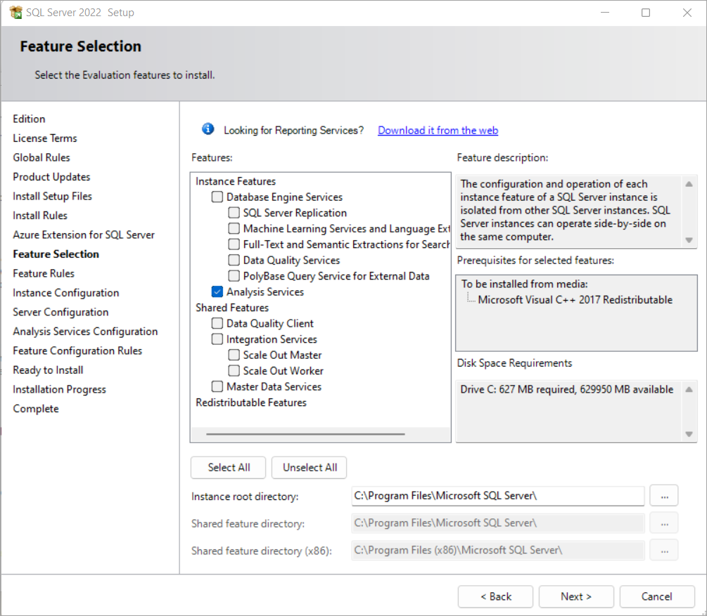 Afbeelding van SSAS tools.