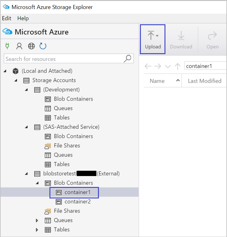 Schema van Azure Storage Explorer.