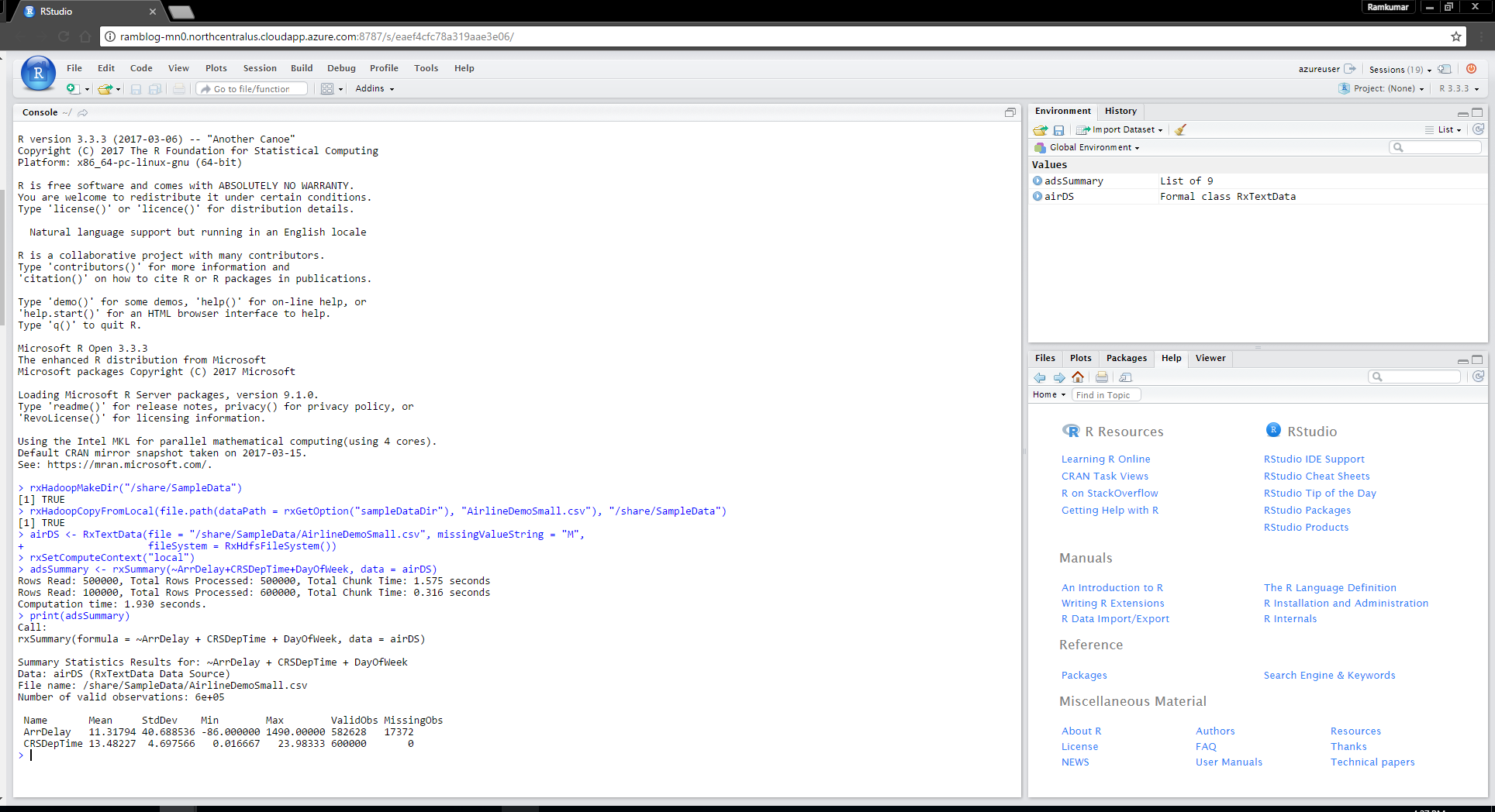 Schema van Microsoft R Server.