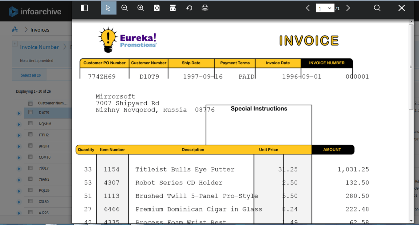 Schema van OpenText InfoArchive.