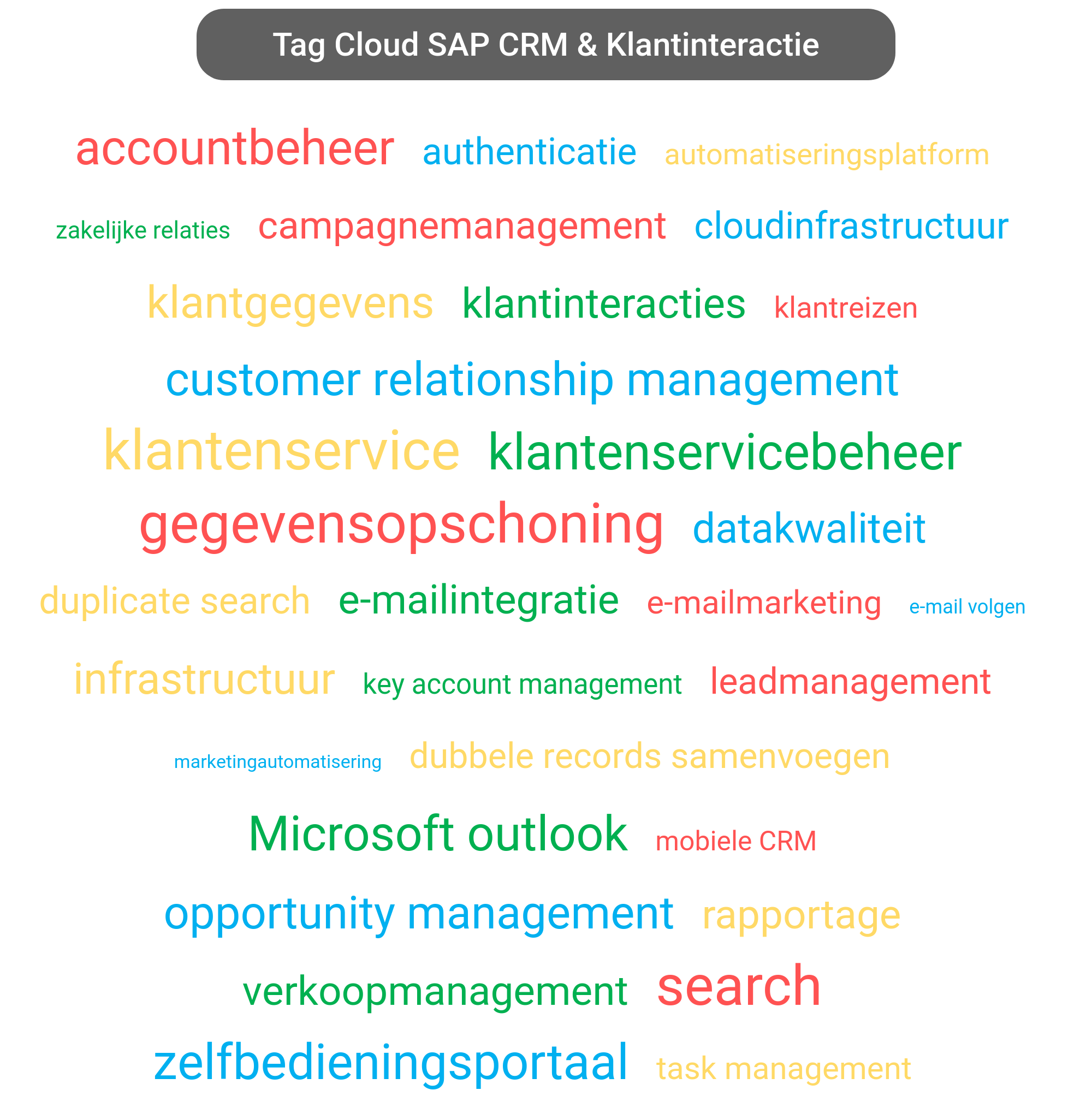 Tag cloud van SAP CRM tools.