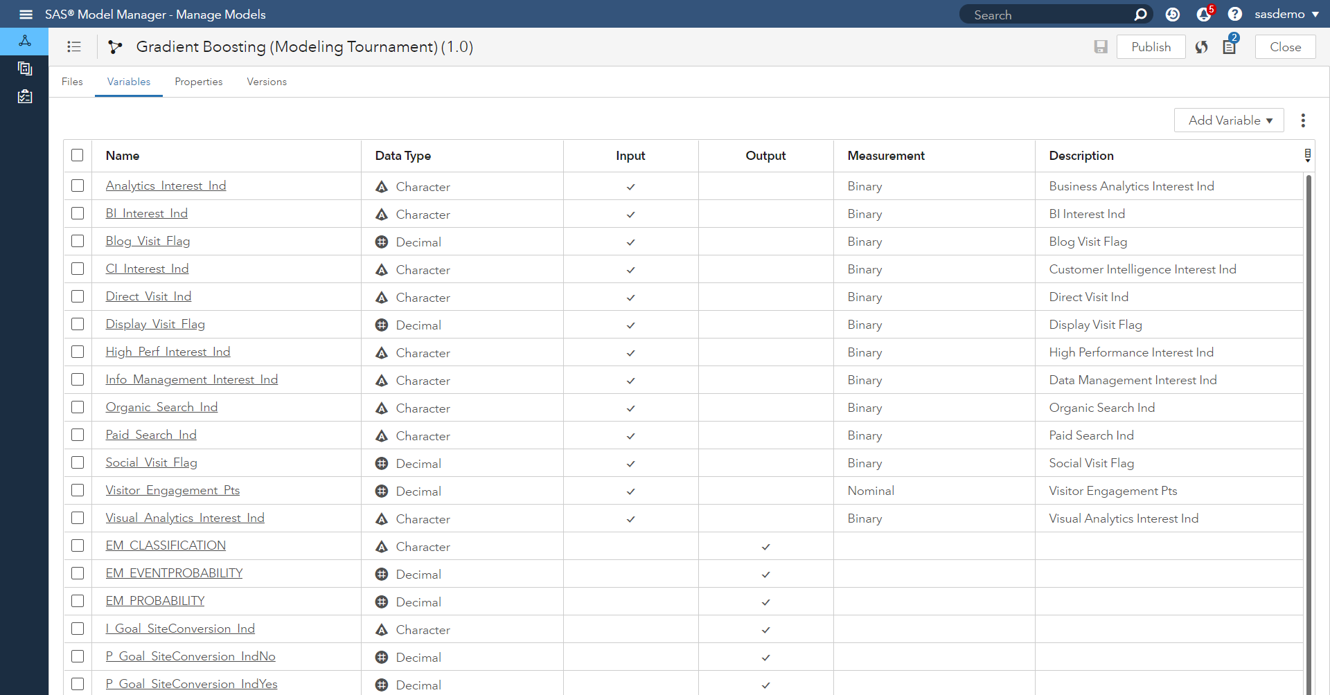 Afbeelding van SAS Business Rules Manager tools.