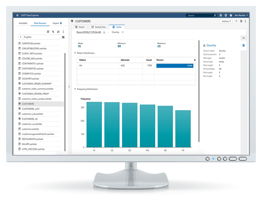 Screenshot van SAS Data Preparation software.