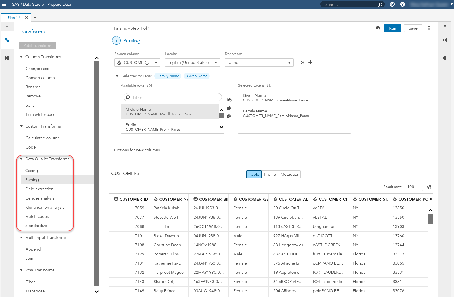 Afbeelding van SAS Data Preparation tools.