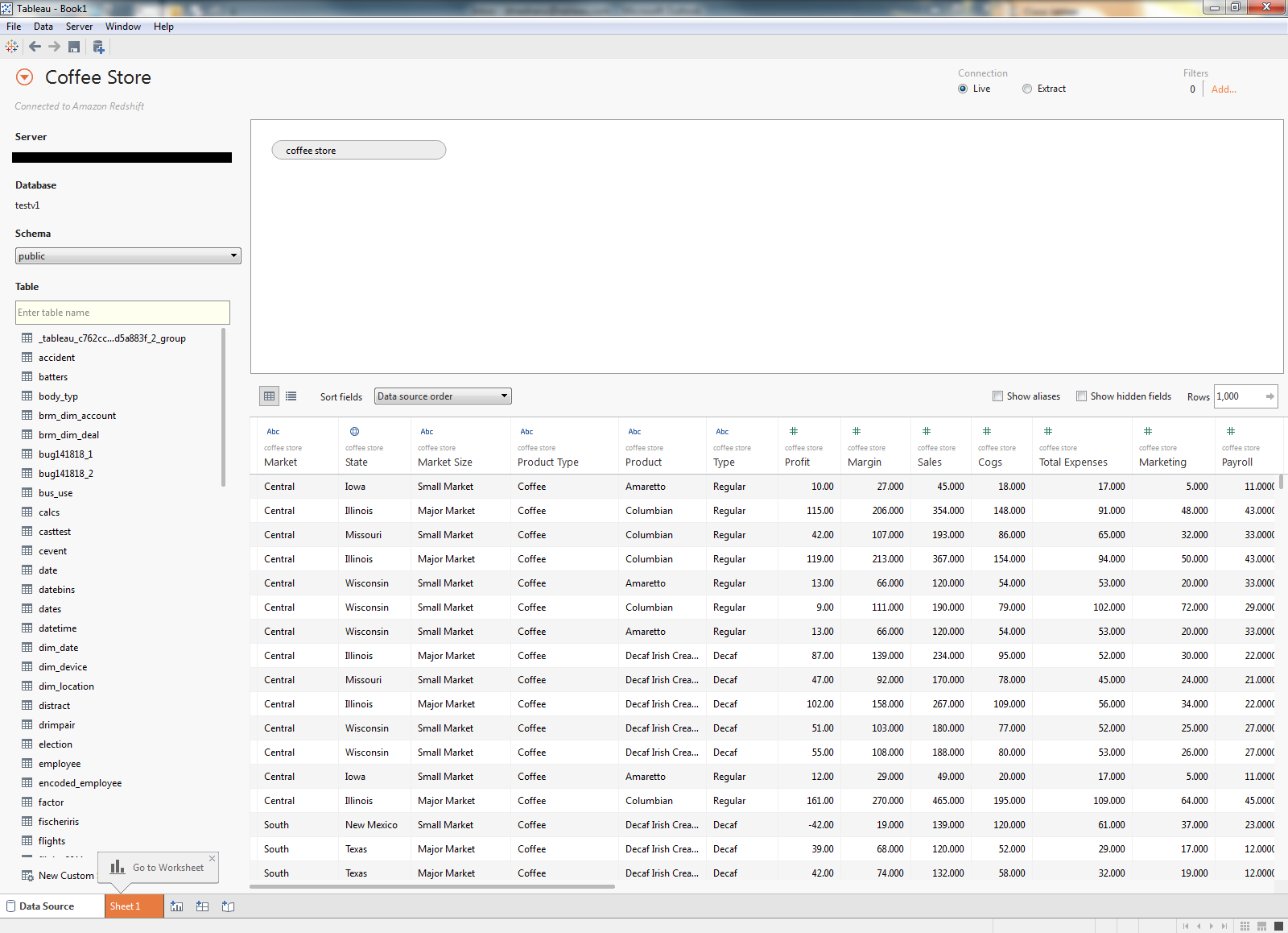 Screenshot van Tableau Online software.