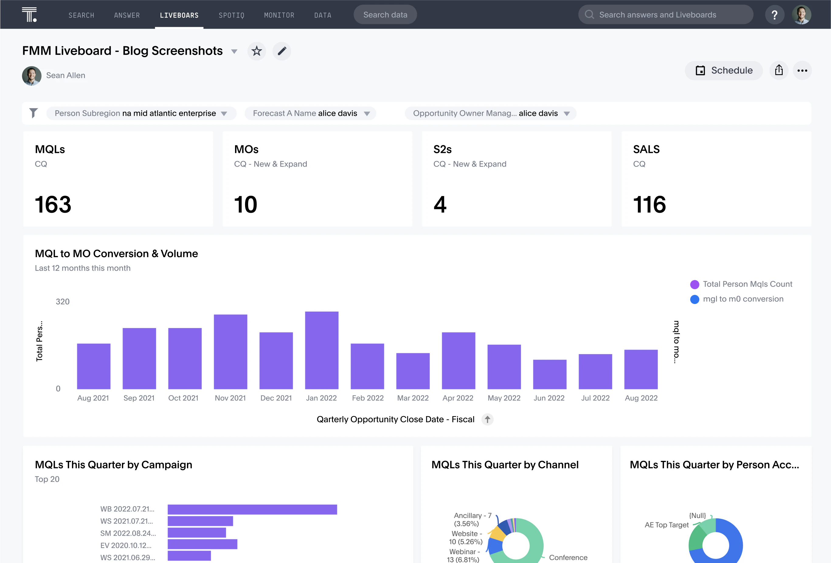 Afbeelding van ThoughtSpot Business Intelligence tools.